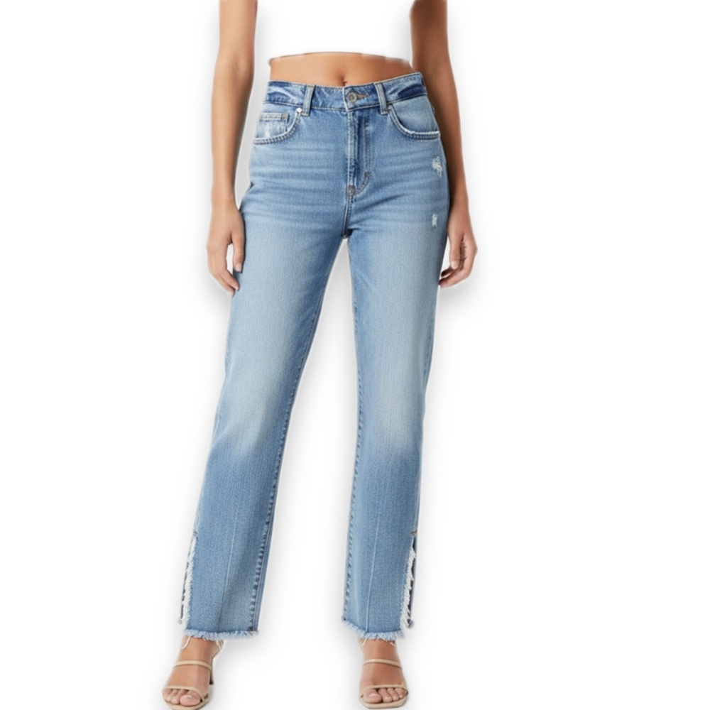 Sincerely Jules Straight Leg Slit Raw Hem Jeans Women’s size 27